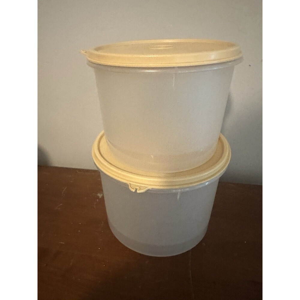Vintage Set of 2 Tupperware 265-18 and 265-15 Canister with lids for each